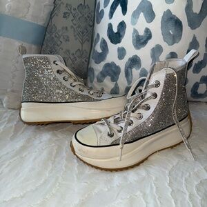Steve Madden Silver Glitter High-Top Sneakers